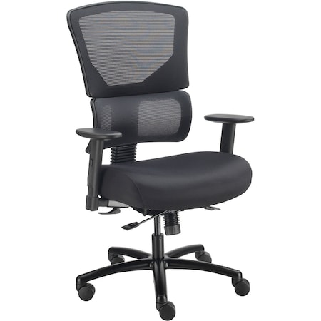 24 Hour Big & Tall Mesh Back Chair, Black, Adjustable Arms, High Back